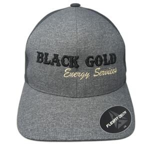 Flexfit Delta Baseball Cap Gray Black Gold XL Energy Services Stretch Fit Hat